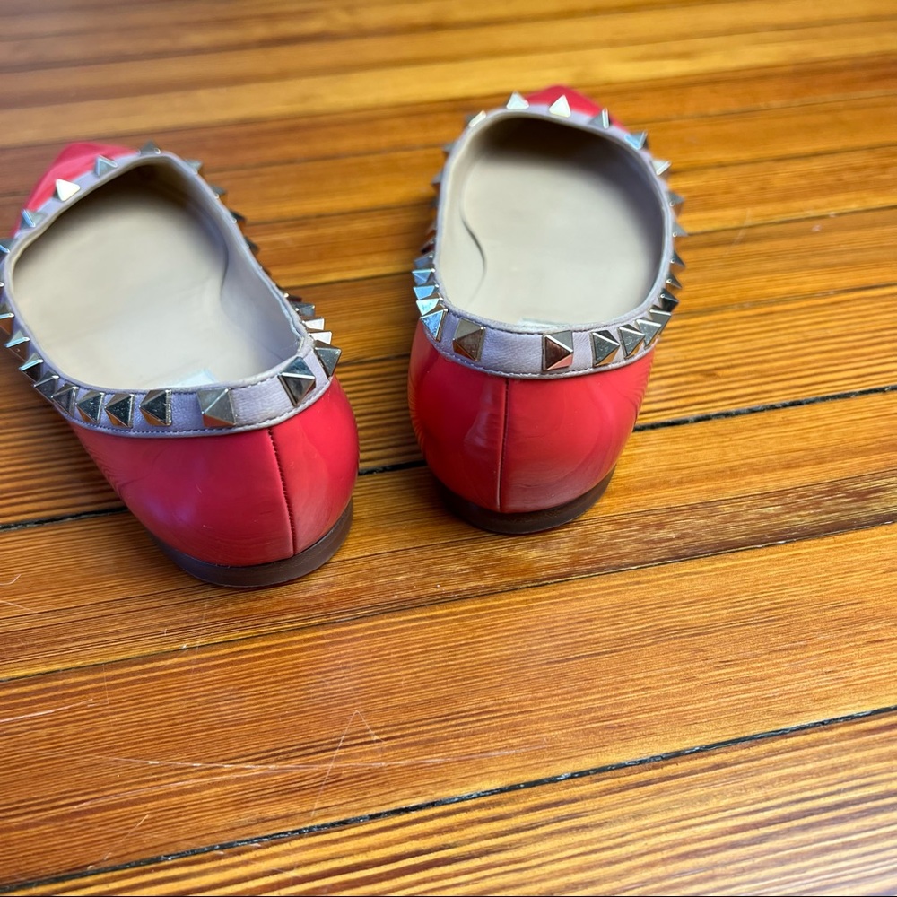 VALENTNO GARAVNI  Patent Leather Rock Stud Ballet Flats - Picture 6 of 17